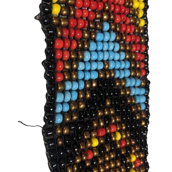 Beaded Belt, Southwestern, Carved Wood Buckle, Adjustable, Elastic, Stretchy - Picture 12 of 17